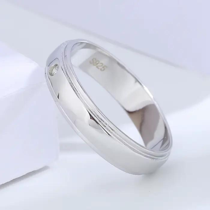 Buyee 925 bague de couple en argent Sterling blanc Zircon bague de mariage doigt pour femmes hommes