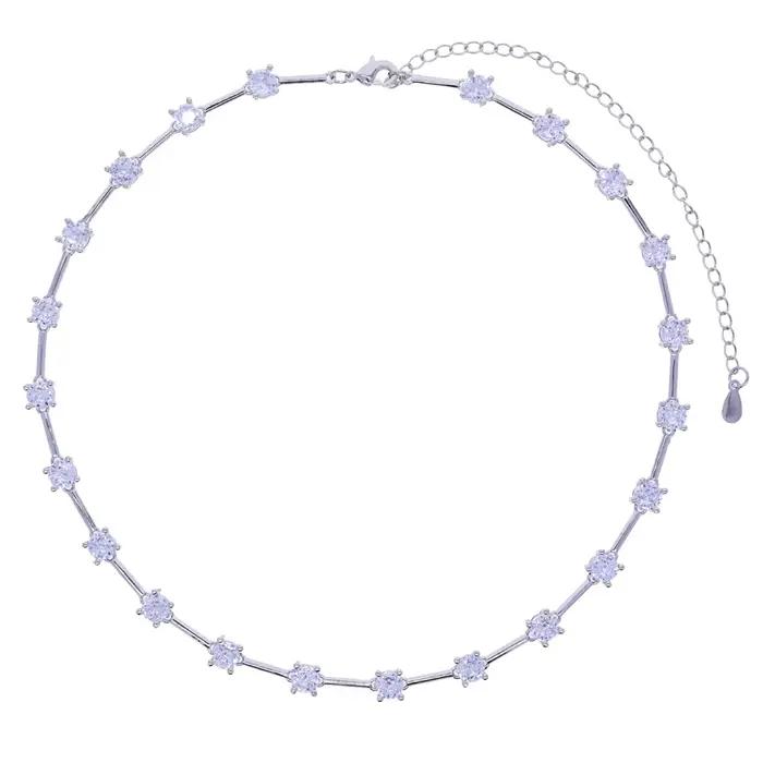 Nouveau Design de mode géométrie Bling ovale CZ collier ras du cou Lariat longue barre larme Y forme