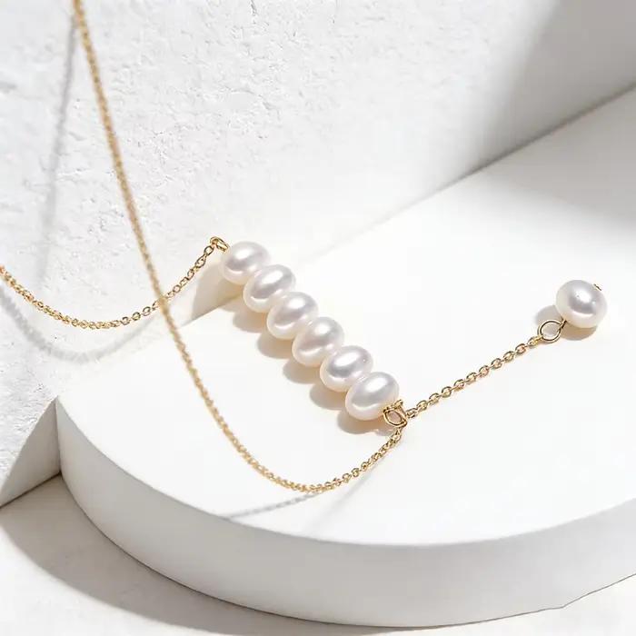 Collier en forme de Y en perles d'eau douce naturelles pour femmes élégantes, cadeau idéal pour mariage, anniversaire, cérémonies et usage quotidien