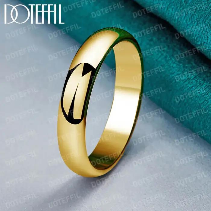 DOTEFFIL-Bague Classique en Or 18K pour Homme et Femme, Finition Lisse et Brillante, Mode, Mariage,