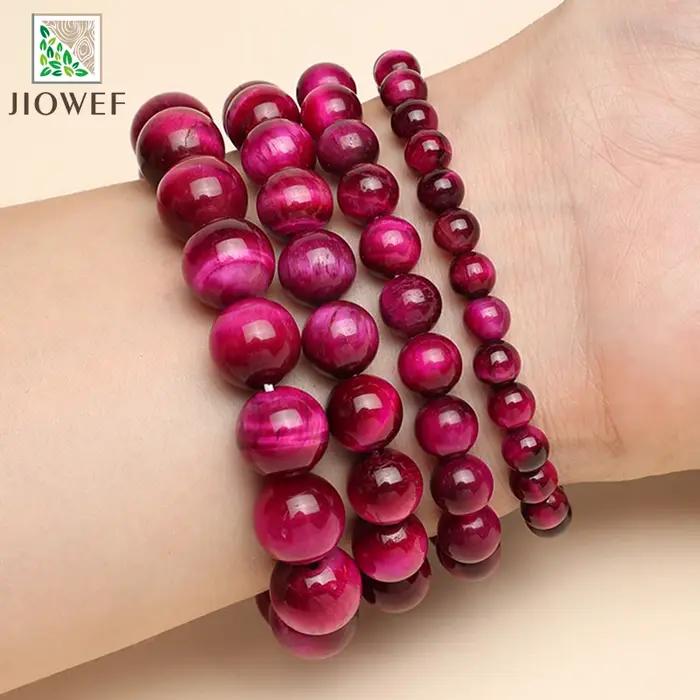 Bracelets œil de tigre rouge Rose naturel pour femmes