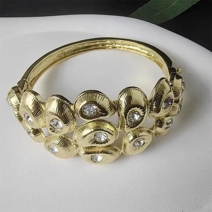 ESALE luxe dubaï couleur or ensemble de bijoux pour femmes collier boucles d'oreilles Bracelet et bague 4 pièces ensemble de bijoux complet