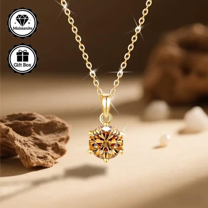 LAMVOICE bijoux pour femmes collier moissanite 2 carats
