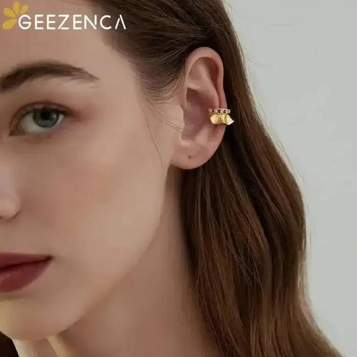 Boucle d'oreille clip à volants en argent S925 pour femme