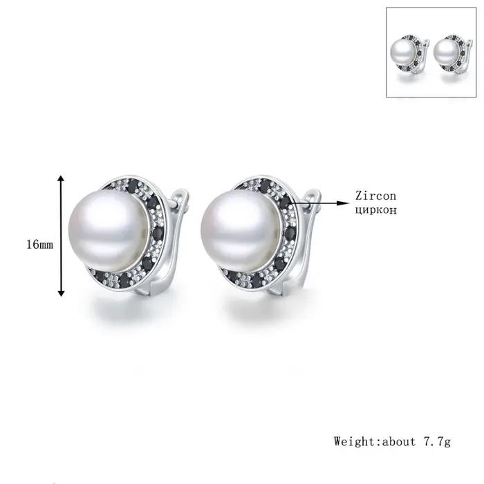 Boucles d'oreilles créoles rondes en perles noires Awn 2026 pour femmes