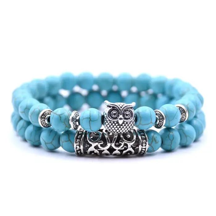 YIZIZAI hibou Bracelet Bijoux pierre Bracelets hommes femmes Pulseira Masculina Feminina Bileklik Pu