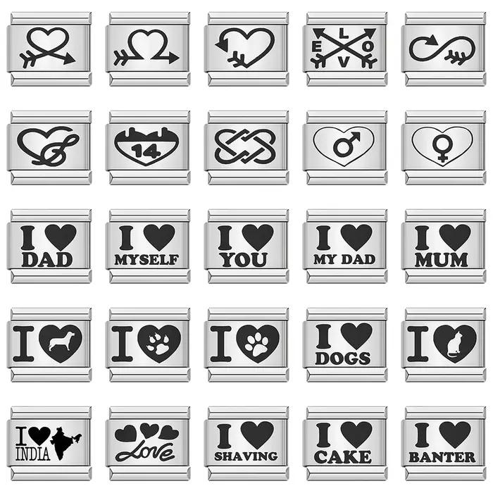Bracelet à Breloques Coeur Romantique I Love Dad Mum You Dogs Links Bijoux en Acier Inoxydable Mode Classique Tendance Y2K Occasions Spéciales