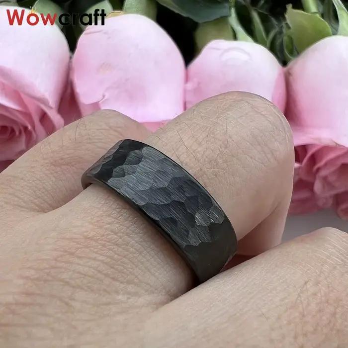 Bague en Tungstène Martelé Rose Gold Alliance de Mariage Élégante pour Hommes et Femmes Occasions Spéciales