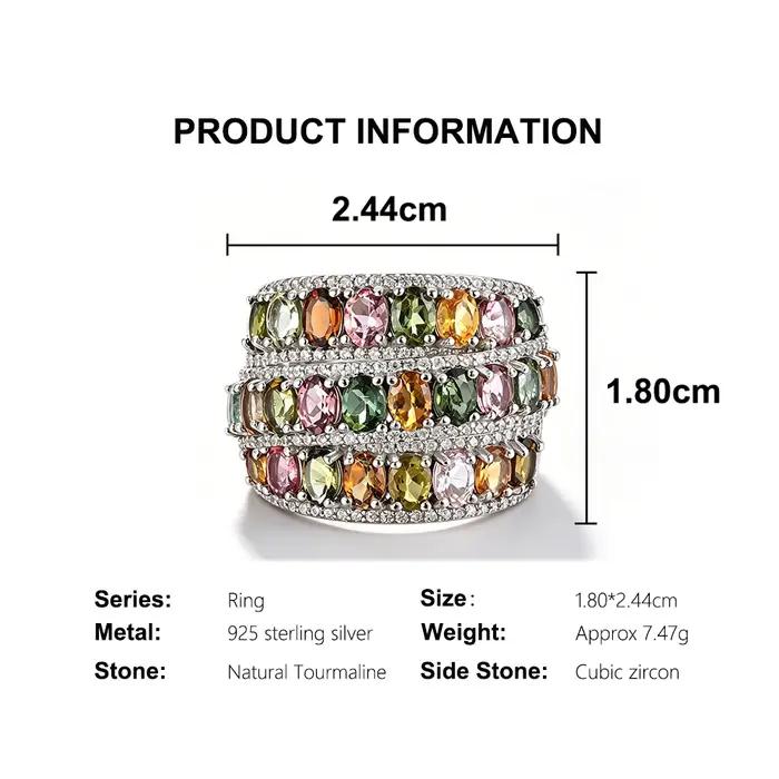 Bague en argent sterling 925 avec tourmaline naturelle pour femmes, alliance de mariage avec certificat d'évaluation, bijou pour occasions spéciales et anniversaires