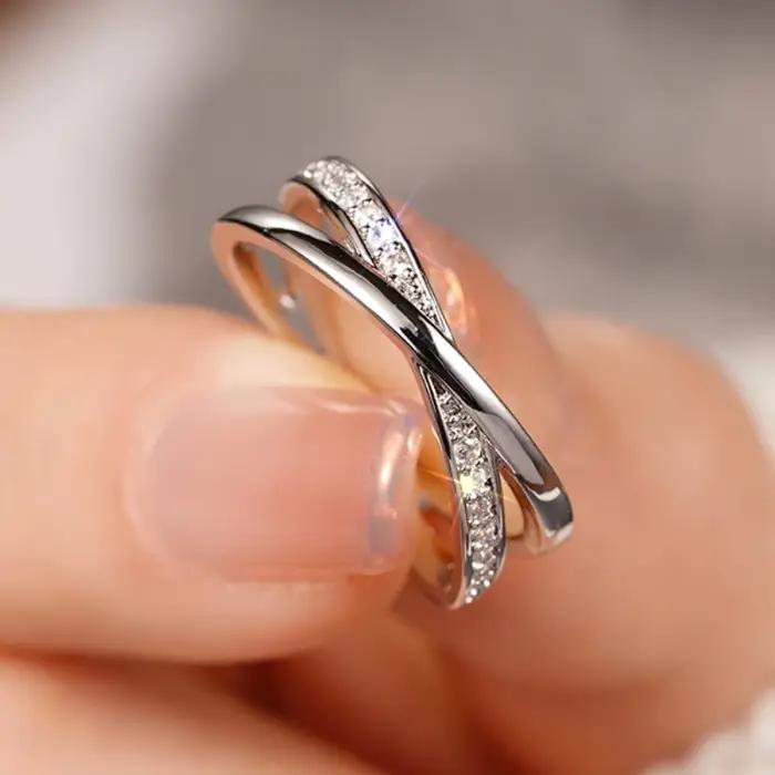 Huretailers-Bague en argent avec croix pour femme