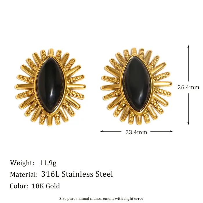 E.B.belle – boucles d'oreilles œil en Agate noire, pierre naturelle, acier inoxydable, plaqué or 18 carats, bijoux à la mode pour femmes, breloque de haute qualité