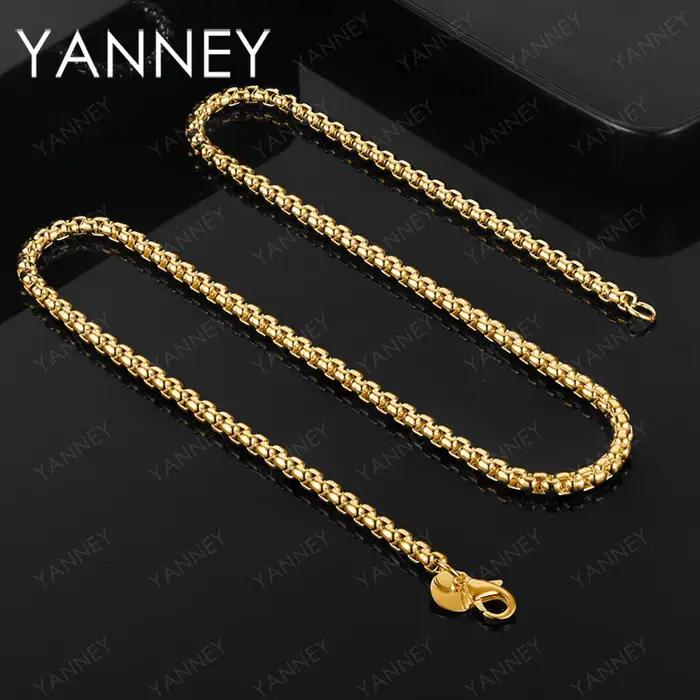 Collier chaîne minimaliste plaqué or 18 carats pour hommes et femmes