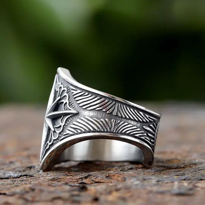 Bague étoilée en acier inoxydable 316L pour hommes
