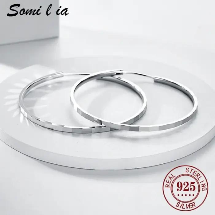 Boucles d'oreilles créoles en argent 925 élégantes pour femmes style classique mariage anniversaire cadeau