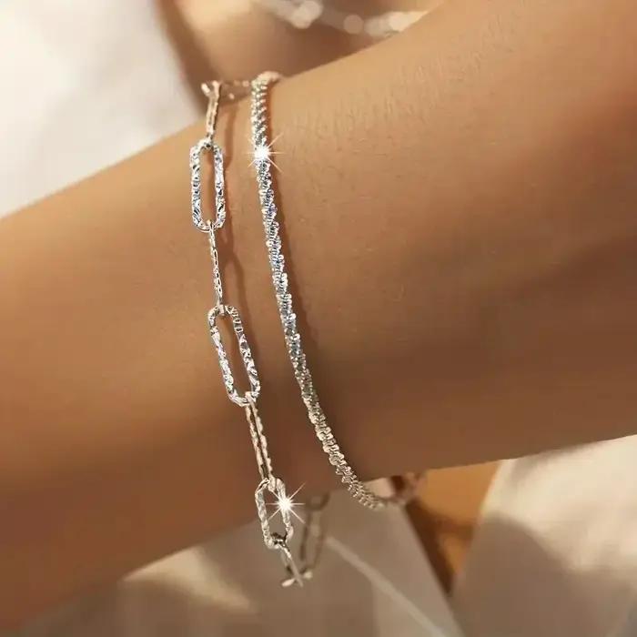 Bracelets scintillants en argent Sterling 925 pour femmes, mode coréenne de styliste, Double couche, ciel étoilé, bijoux de mariage