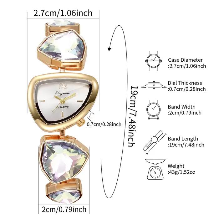 Ensemble de bijoux élégants pour femmes, 5 pièces, montre, bracelet en diamant, collier de perles, boucles d'oreilles, bague, accessoires, cadeaux (sans boîte)