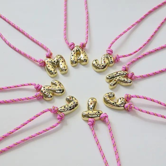Collier pendentif lettre initiale plaqué or pour femmes et filles