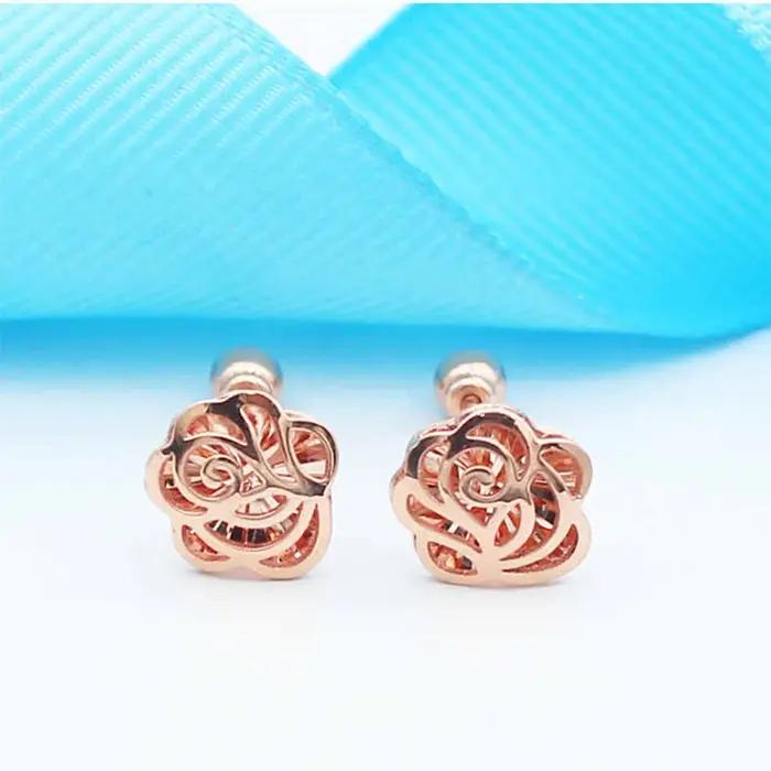 Boucles d'oreilles à fleurs géométriques plaquées or violet 14K pour femmes