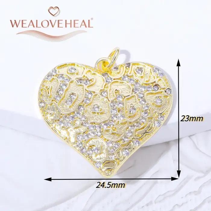 Charme en Laiton Plaqué Or 18K avec Zircon Pavé Léopard Abstrait, Bijou Mode pour Créations Uniques Occasions Spéciales