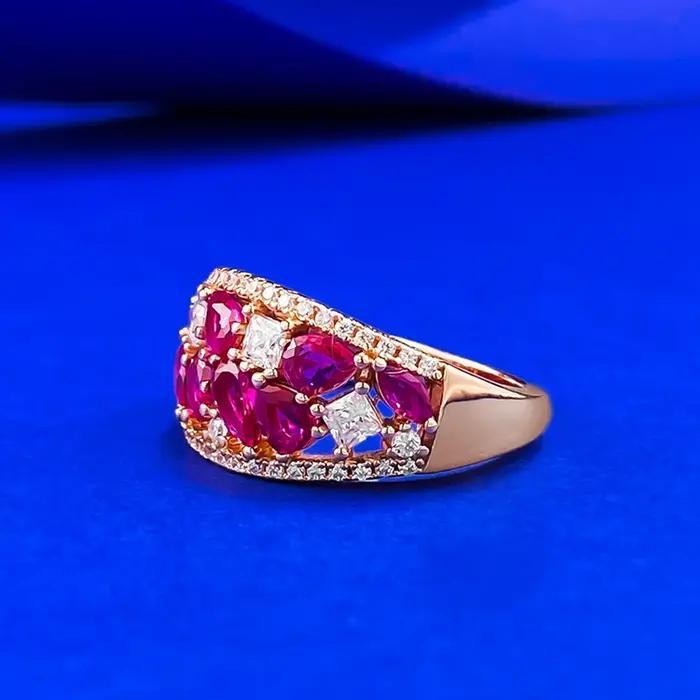Bague en argent sterling 925 sertie de rubis haute teneur en carbone élégante alliance de mariage pour femmes occasions spéciales et cadeaux d'anniversaire