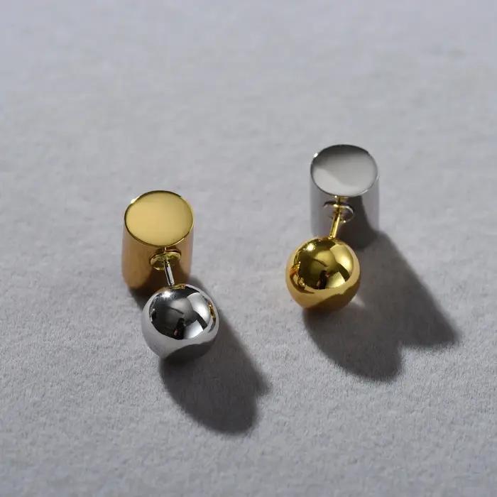 Mode or argent géométrie boucle d'oreille femme conception Unique Art bijoux tendance