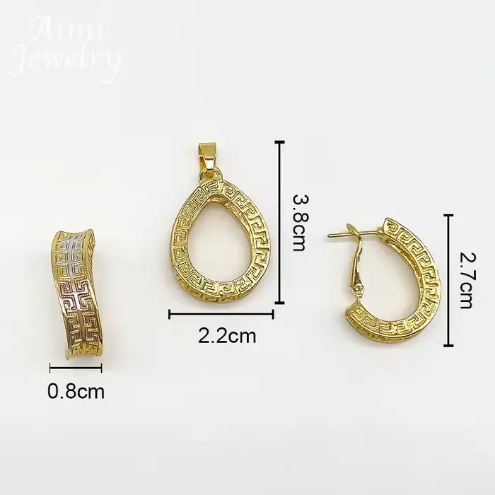 Ensemble de bijoux de luxe plaqués or pour femmes, pendentif avec chaîne, boucles d'oreilles pendantes, cadeaux d'anniversaire de mariage, accessoires de bijoux