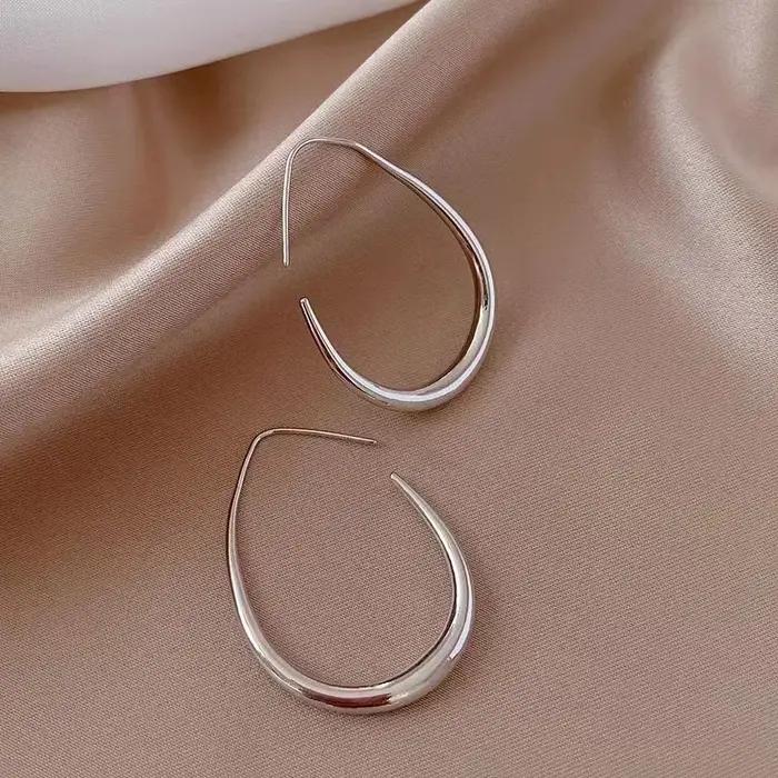Boucles d'oreilles en argent Sterling 925 pour femmes, Ellipse dorée, cerceau de mariage, bijoux de
