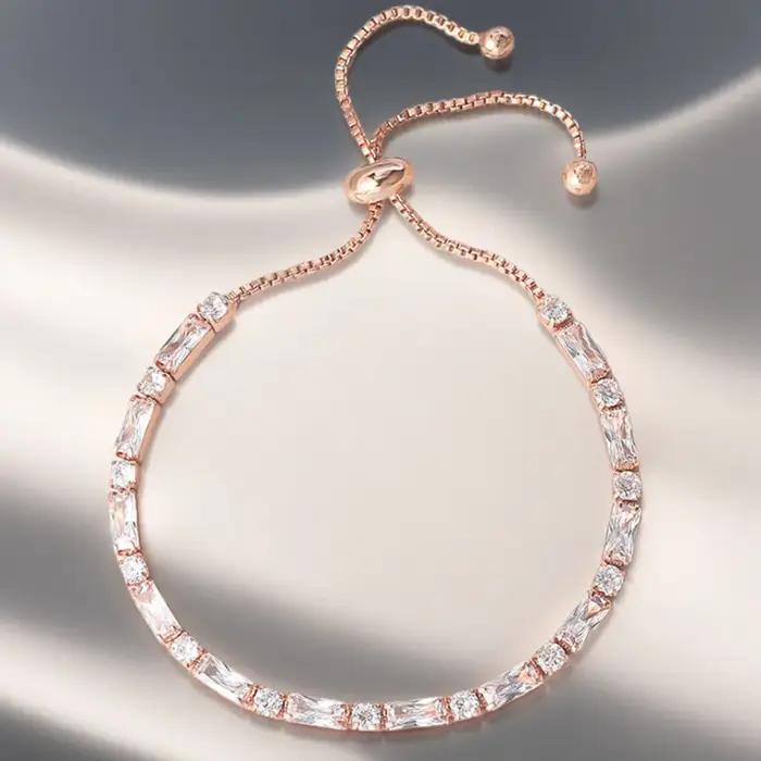 ChimSimple-Bracelet de Tennis en Or Rose pour Femme