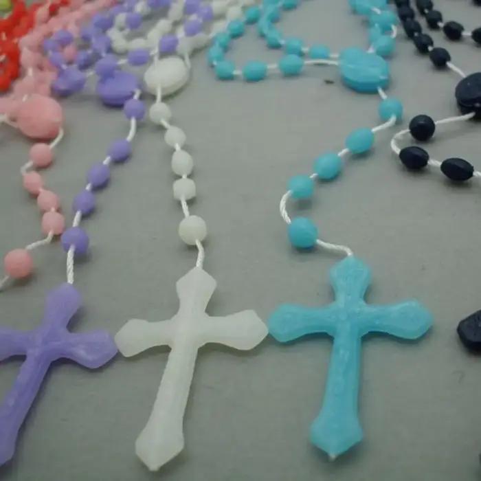 Religion chrétienne croix collier lueur dans l'obscurité lumineux charme