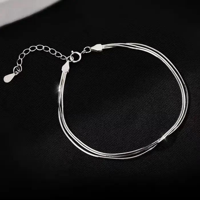 Bracelet en Argent Sterling 925 Coréen Multicolore pour Femmes Occasions Spéciales Soirées Élégantes