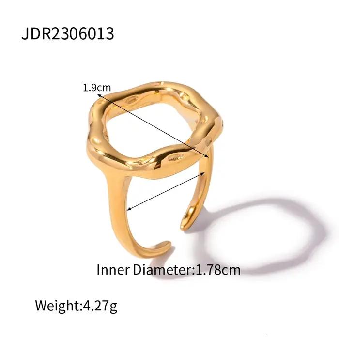 Uworld Top qualité géométrique large bague en acier inoxydable 18K couleur or étanche mode minimaliste déclaration charme bijoux femmes