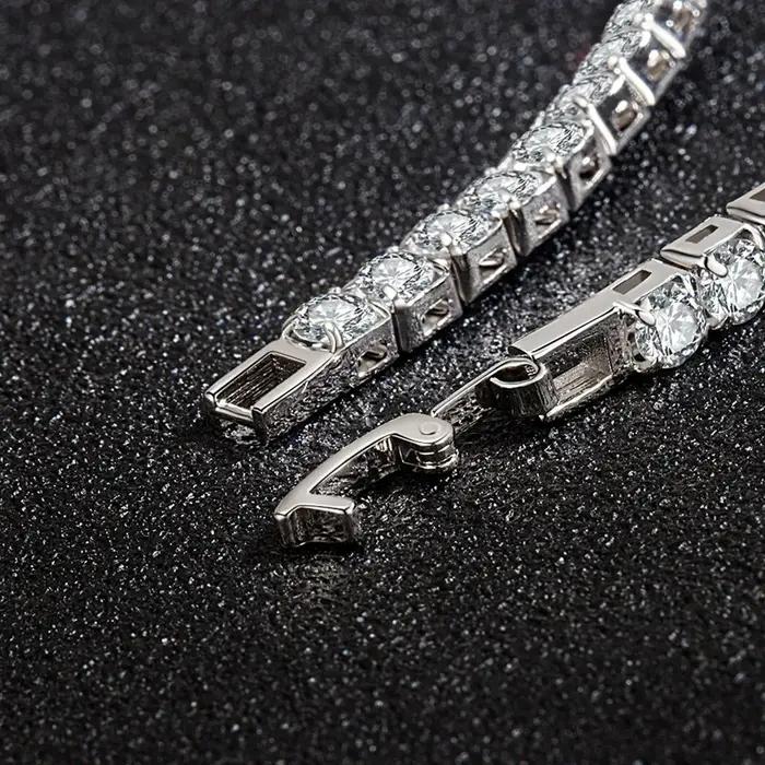 Ventes chaudes couleurs S925 Bracelets en argent Sterling zircone femmes mode Simple fiançailles bijoux de mariage 4mm largeur Couple cadeaux
