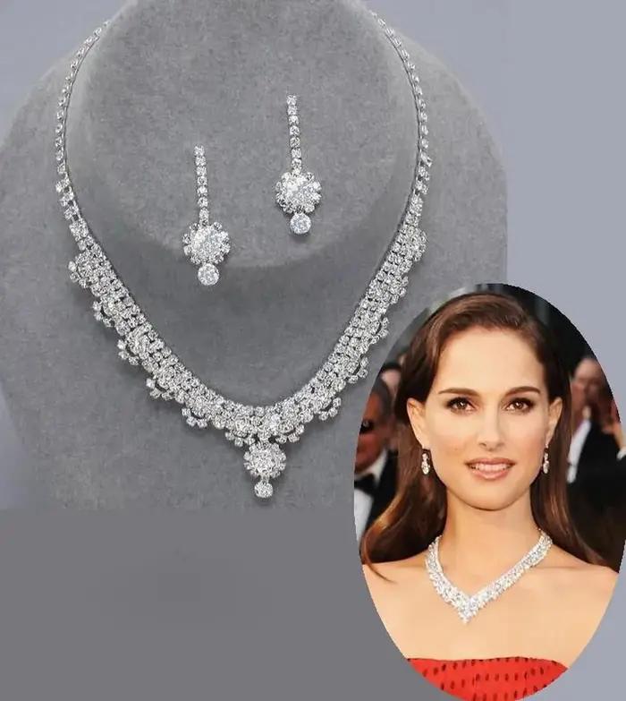 BLIJERY mode demoiselle d'honneur ensembles de bijoux de mariée pour les femmes strass cristal collier boucles