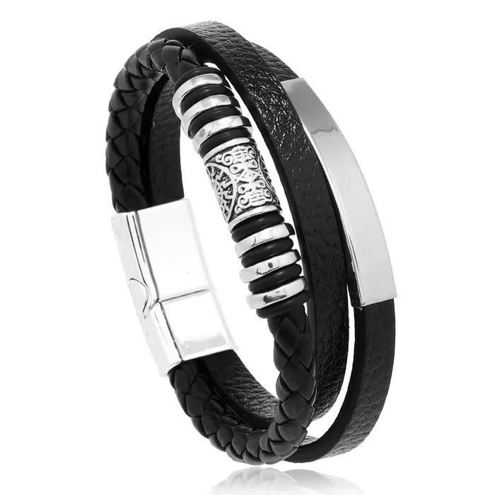 Bracelets en cuir tendance homme vendange style acier inoxydable multifonctionnels occasions spéciales cadeaux