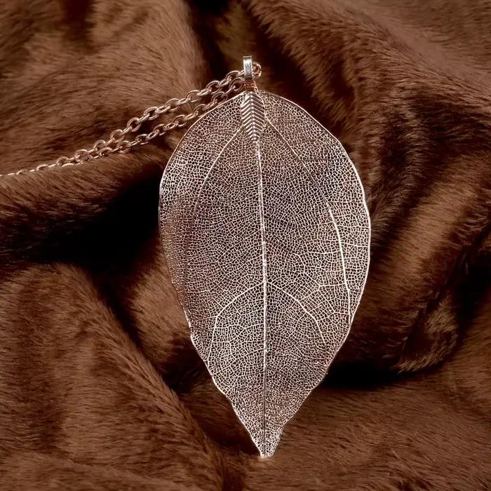 Collier en feuille naturelle véritable plaqué argent pour femmes occassions spéciales vintage élégant à offrir pour mère filles dames amies