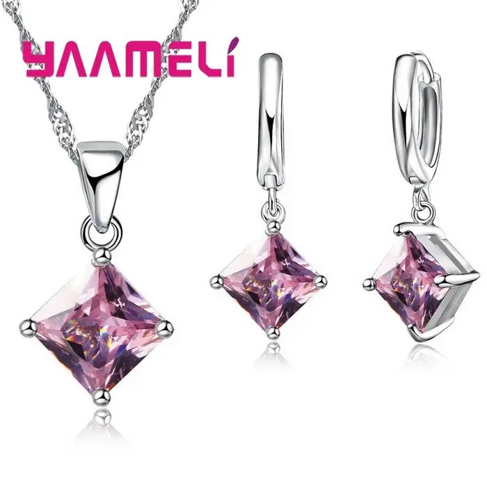 Ensembles de bijoux en argent regardé 925 pour femmes, collier à géométrie simple, boucles d'oreille