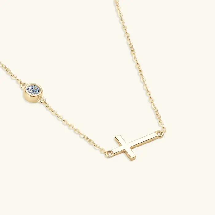 Collier pendentif croix Moissanite M-JAJA