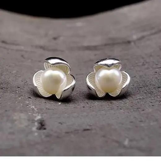Nouvelle mode chaude 925 en argent Sterling trèfle perle boucles d'oreilles pour femmes filles cadea