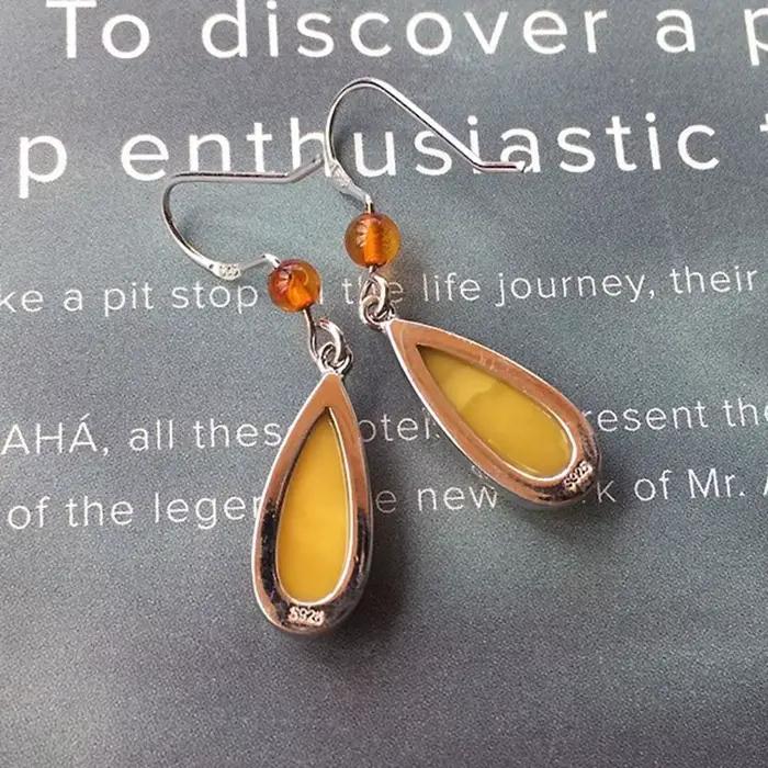 Yoowei-Boucles d'oreilles en ambre naturel pour femme, 3 couleurs, véritable argent S925, boucle d'oreille pendante, bijoux uniques en ambre de la Baltique, cadeau en gros, nouveau