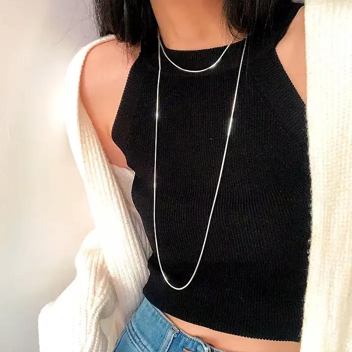 Collier en argent Sterling 925 avec pendentif zirconium blanc pour femmes, nouveau design classique, cadeau idéal pour les occasions spéciales