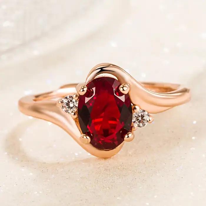 Bague en argent sterling 925 sertie de rubis pour femmes classique romantique vintage mariage engagement cadeau occassionnels