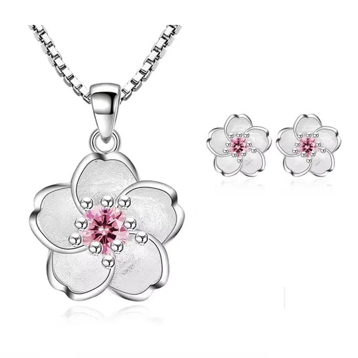 Ensemble de bijoux élégants en argent Sterling 925 Sakura dauphin Zircon