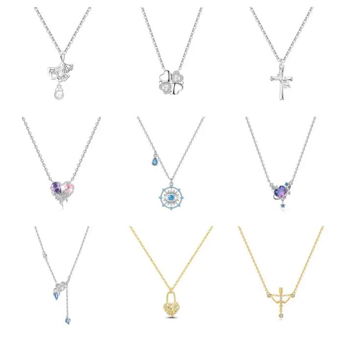 Collier original en argent plaqué avec zircone colorée en forme de feuille de Ginkgo pour femmes occasions spéciales cadeau anniversaire amitié amour