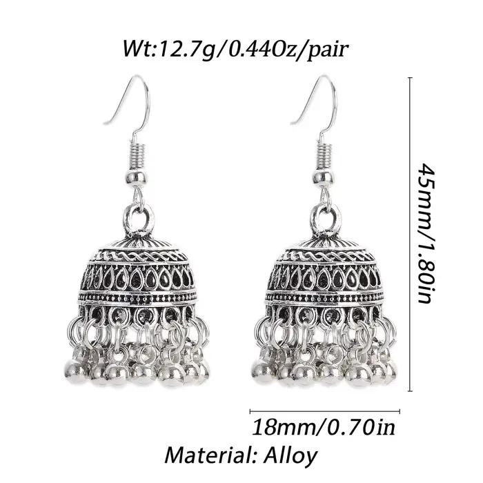 Ensemble de bijoux de mariage ethnique indien pour femmes avec collier et boucles d'oreilles en alliage de zinc, style bohème cloches sculptées pour occasions spéciales
