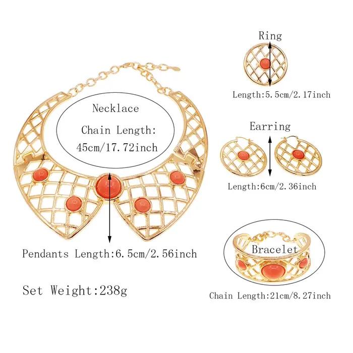 Ensemble de bijoux à la mode pour femmes, collier à nœud, Style découpé en maille, Bracelets pour Banquet, dîner de mariage, bagues, boucles d'oreilles, cadeaux pour femmes