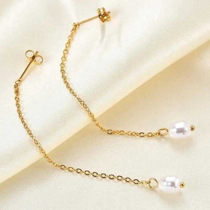 Boucles d'oreilles en perles classiques longues pour femmes élégantes à offrir pour occasions spéciales