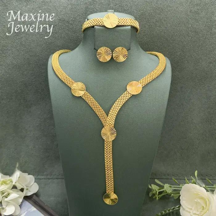 Ensemble de bijoux dorés classiques de luxe pour femmes