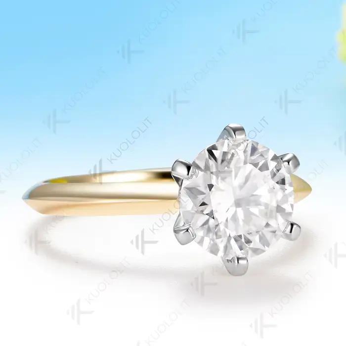 Bague Kuololit 1,5 carat en diamants de laboratoire IGI, sur mesure pour femme, en or jaune massif 14K 10K, idéale pour les cadeaux d'anniversaire, de Noël ou de fête