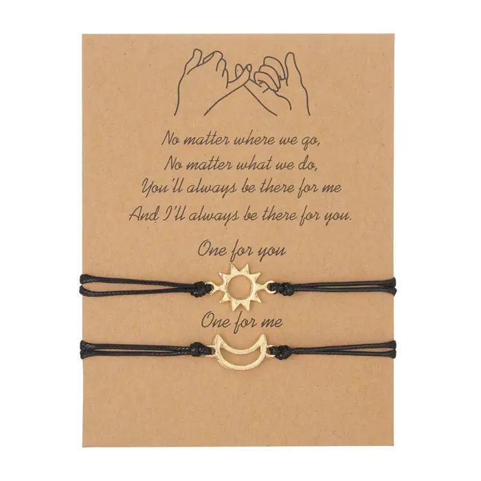 Ensemble de Bracelets soleil lune, Bracelet en corde tissée réglable fait à la main pour Couple, femmes, hommes, filles et garçons, cadeau de saint valentin