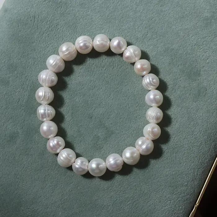 Bracelet de perles d'eau douce naturelles multicolores, 9mm, breloque en perles baroques, élastique, bijoux fins, cadeaux d'anniversaire et de mariage
